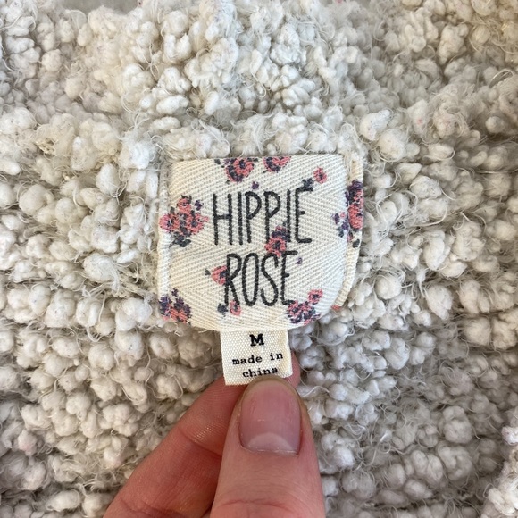 Hippie Rose Geometric Patterned Sweater, Cropped, White, Black Detail, Medium - Picture 5 of 9